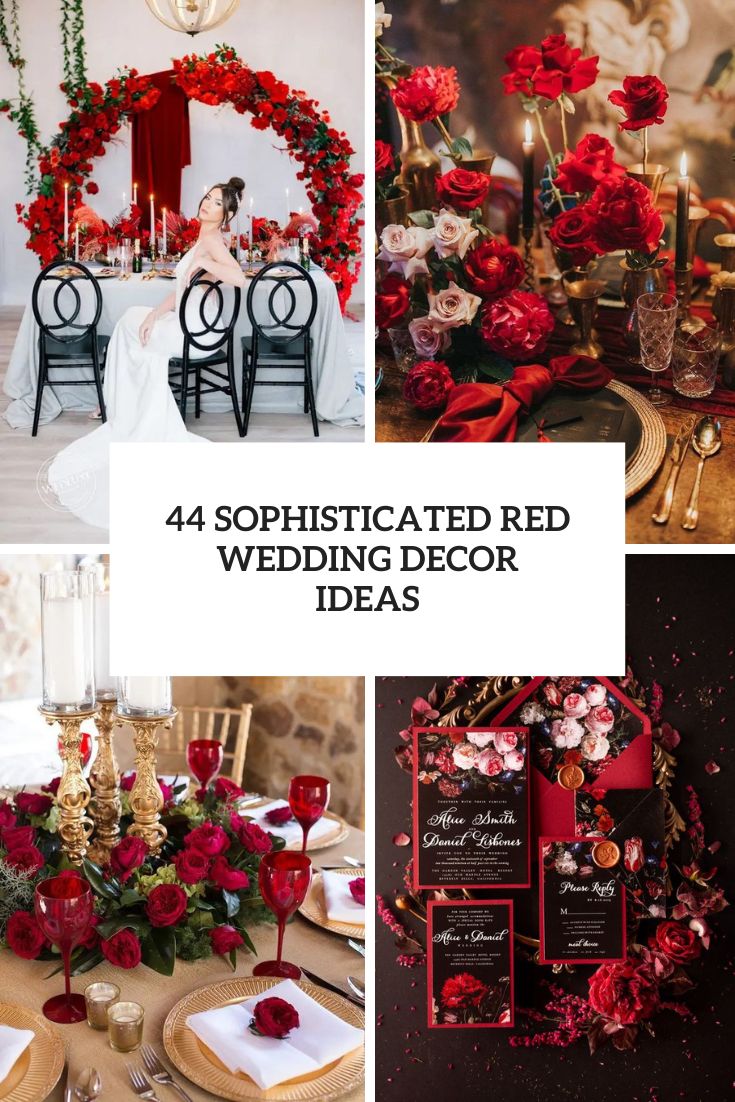 sophisticated red wedding decor ideas cover