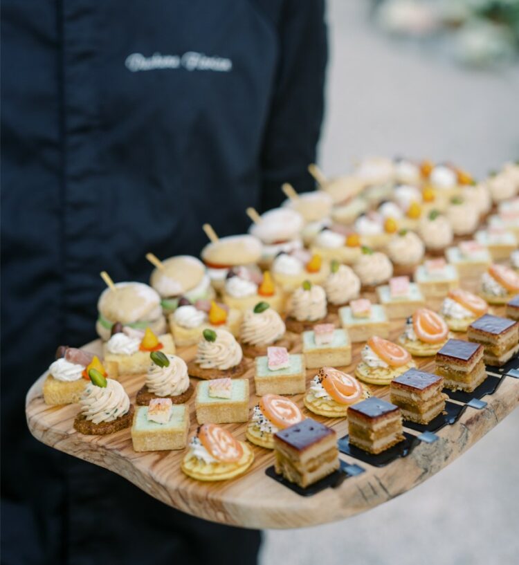 a tray of delicious hot and cold canape is a fantastic way to show off all your favorite tastes and let your guests enjoy them, too