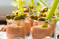 bloody mary gazpacho shooters are a refreshing tomato soup meets a classic cocktail, great for the fall