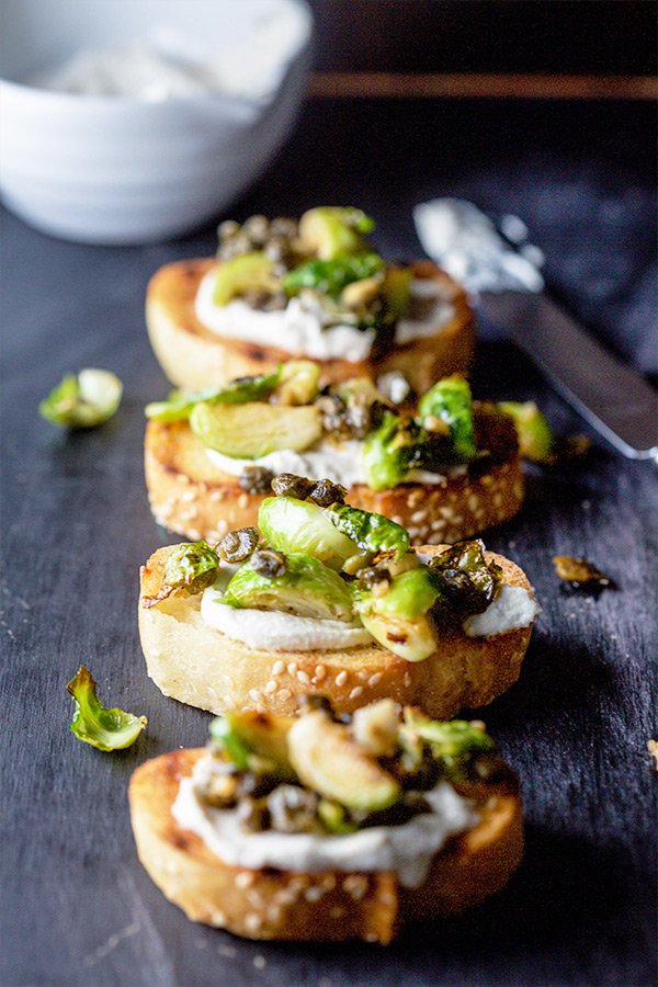 crispy sprout and caper bruschetta is a delicious appetizer that will make everyone love sprout