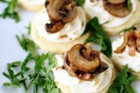 mascarpone and mushroom tarts with fresh greenery scream fall and tasty food