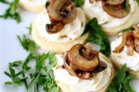 mascarpone and mushroom tarts with fresh greenery scream fall and tasty food