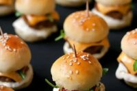 mini sliders on skewers with cheese, meat, veggies are ideal for everyone