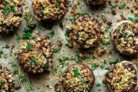 walnut, sage and cranberry stuffed holiday mushrooms are perfect for vegans