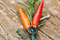 a fun hot pepper and herb wedding boutonniere will add a hot feel to your look