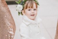 white mittens are a must for winter flower girl look