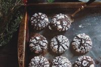 dark chocolate ginger molasses crack cookies are a refined idea for a wedding dessert table in fall or winter