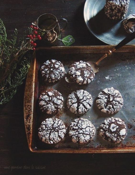 dark chocolate ginger molasses crack cookies are a refined idea for a wedding dessert table in fall or winter