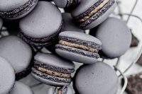 graphite grey macarons for serving them at a modern grey winter wedding