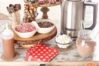 a cool cookie bar with hot chocolate and cocoa