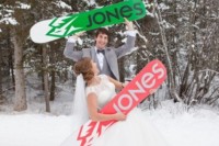 make wedding potraits with your snowboards writign your new second name on them