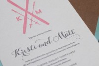 a ski resort wedding invitation with pink printing is cool, modern and bold and can be rocked anytime