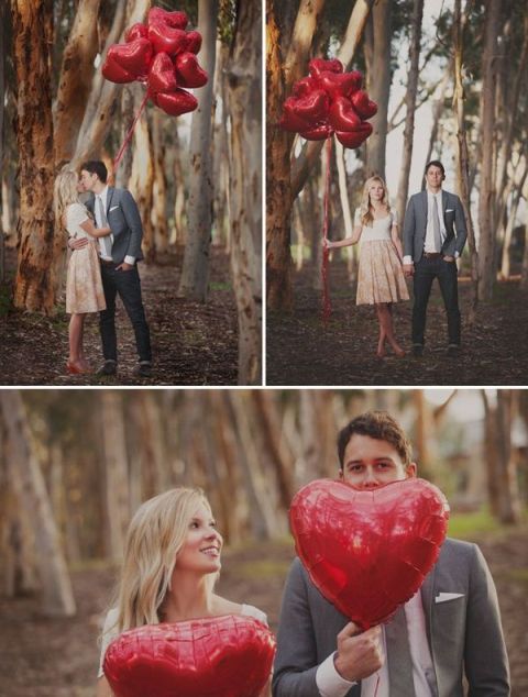 heart-shaped balloons will mark your Valentine engagement in a very cute and chic way