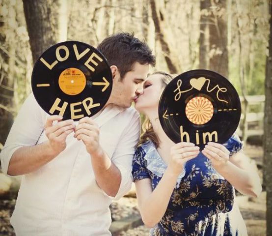 a bit of personalized vinyl will never spoil your Valentine engagement pics