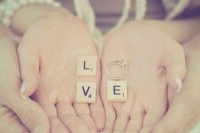 scrabble and an engagement ring for a lovely and romantic pic on Valentine’s Day