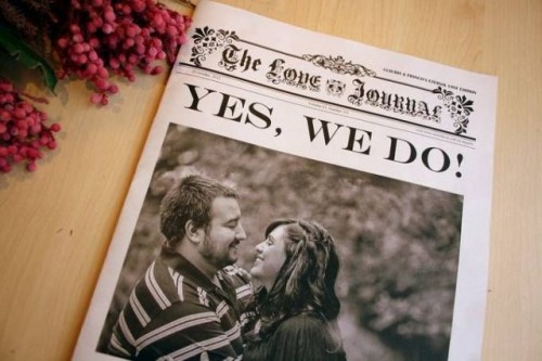 save the dates shaped as newspaper are great for any wedding, they are a fresh take on traditional things