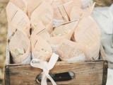 newspaper cones filled with petals that are a great biodegradable alternative to confetti