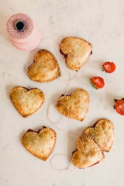 heart-shaped pies with strawberries are lovely wedding desserts or sweet late night snacks for a Valentine wedding