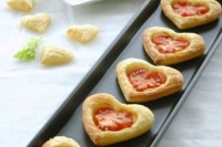 heart-shaped tartlets with tomatoes on top are amazing for Valentine weddings and jsut for Valentine’s Day