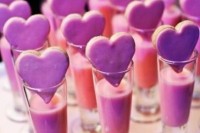 pink milk and pink heart-shaped cookies are gorgeous late night snacks for a Valentine’s Day wedding