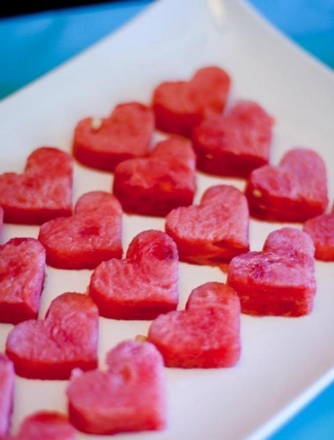 heart-shaped watermelon pieces are amazing for a Valentine's Day wedding, they can be used in various ways