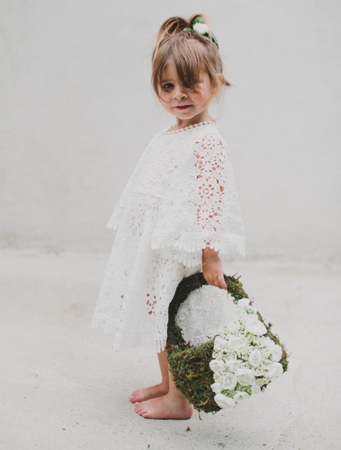 Picture Of DIY Flower Girl Basket With Moss And Silk Flowers 6