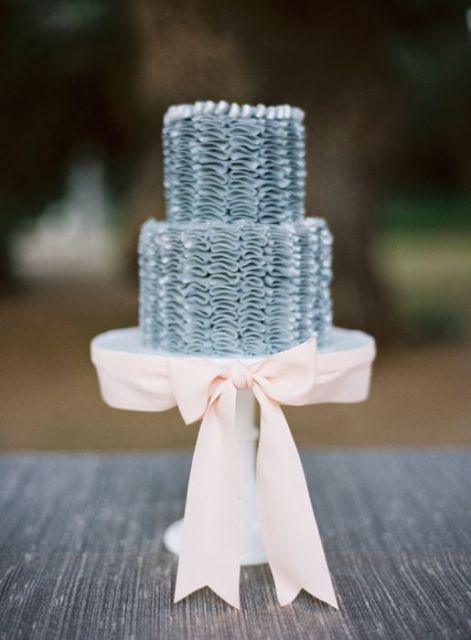 a coastal serenity blue wedding cake with much texture is a lovely idea for a spring or summer wedding