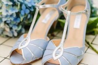 a pair of vintage serenity blue and silver shoes will make your wedding look fantastic, chic and elegant