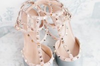 serenity blue spiked wedding shoes are a gorgeous idea of your something blue at the wedding