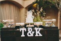 a vintage dessert table for a wedding