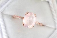 a rose gold and rose quartz oval ring is pure elegance and a very refined piece for a bride