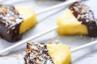 chocolate coconut pineapple pops are delicious sweet appetizers for a Valentine or any other wedding