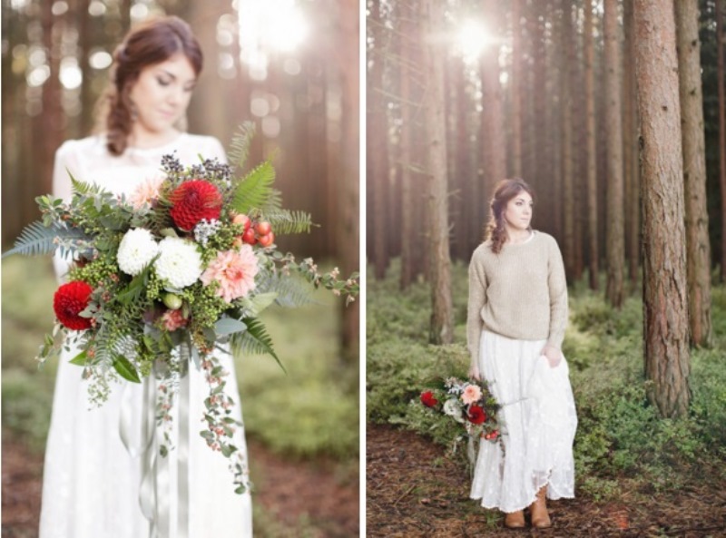 Picture Of cozy and romantic wild woodland bridal elopement shoot  11