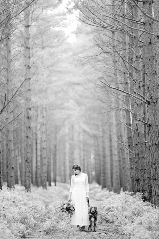 Picture Of cozy and romantic wild woodland bridal elopement shoot  17