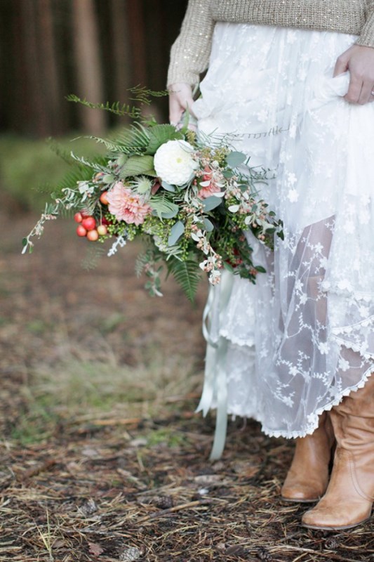 Picture Of cozy and romantic wild woodland bridal elopement shoot  6