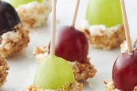 goat cheese dipped grapes on skewers are timeless Valentine wedding appetizers and they will fit many other occasions, too