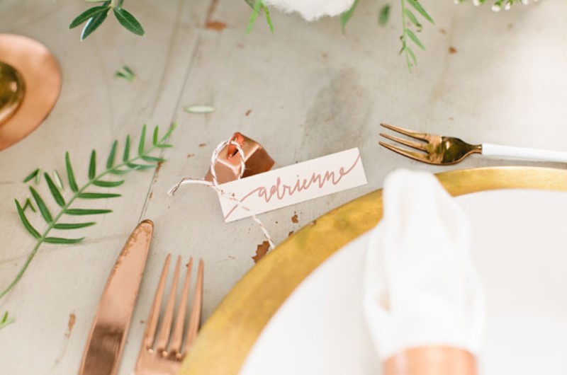 Green and copper christmas bridal party inspiration  12