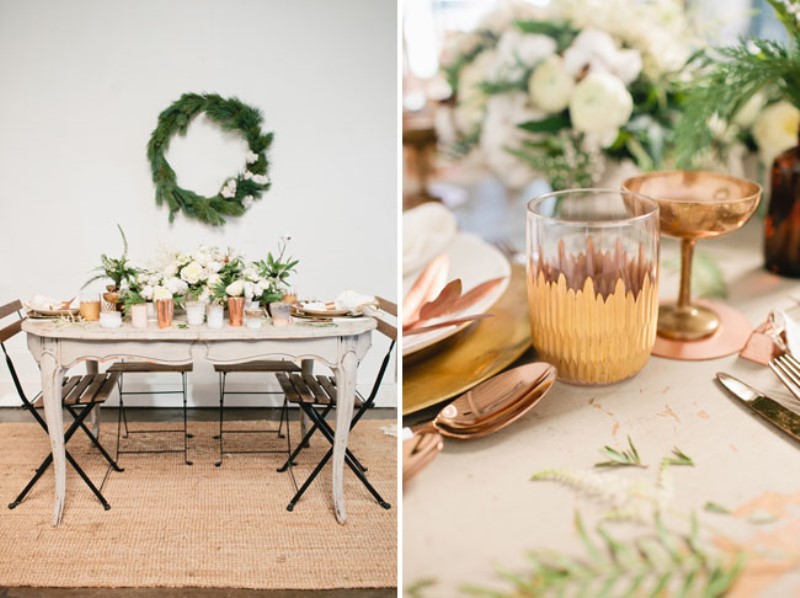 Green and copper christmas bridal party inspiration  13