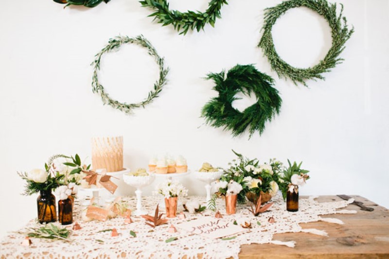 Green and copper christmas bridal party inspiration  24