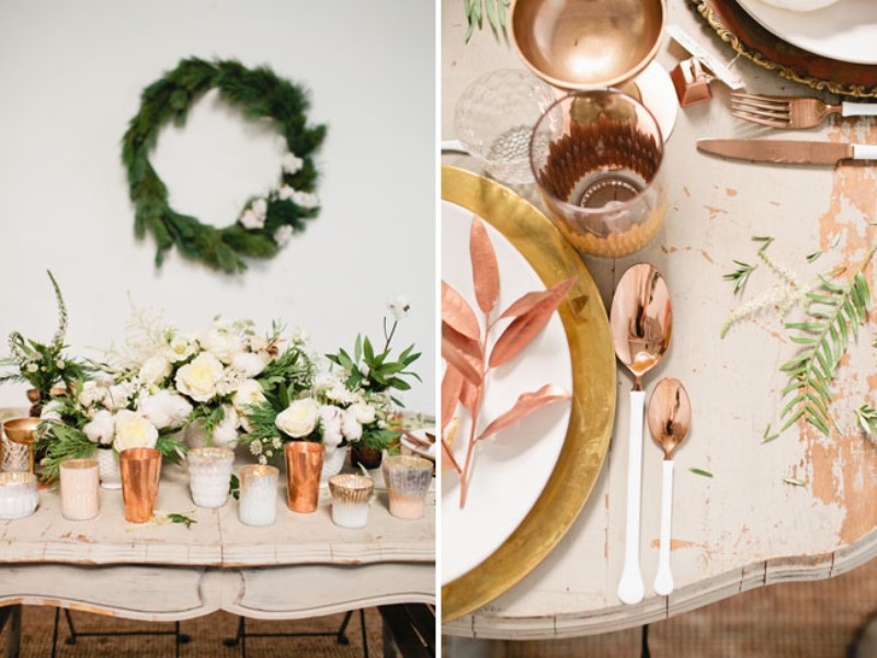 Green and copper christmas bridal party inspiration  7