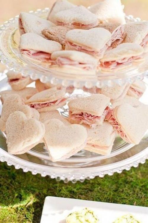 heart-shaped sandwiches with ham are classics for a Valentine wedding and they are easy to make