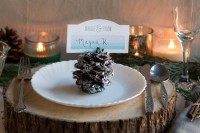 Rustic Glam DIY Pinecone Place Settings For Your Winter Wedding