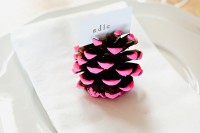 DIY Neon Pine Cone Place Cards