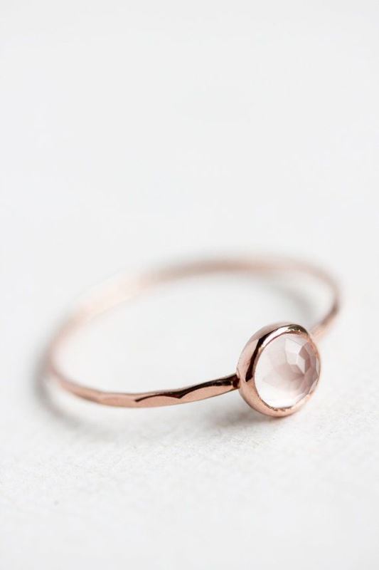 a rose gold and rose quartz ring will be a perfect accessory for a romantic bride or her bridesmaids