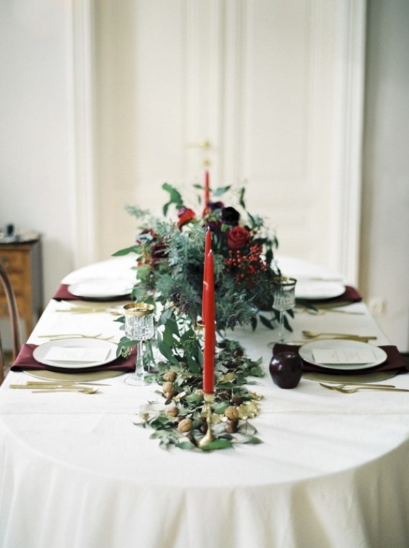 Picture Of red green and gold fairytale christmas wedding inspiration  10