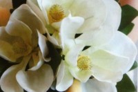 a large and simple magnolia wedding bouquet is a timeless idea for a southern bride