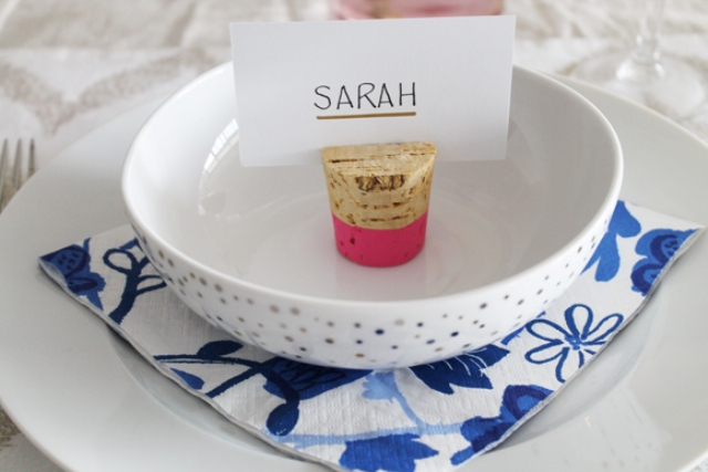 Picture Of DIY Color Dipped Cork Place Card Holders 7