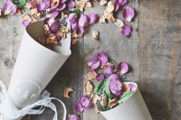 Romantic DIY Burlap And Lace Wedding Petal Cones