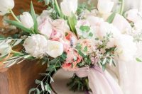 A cute pastel wedding bouquet
