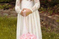 a boho lace maxi dress with long sleeves and a high neckline